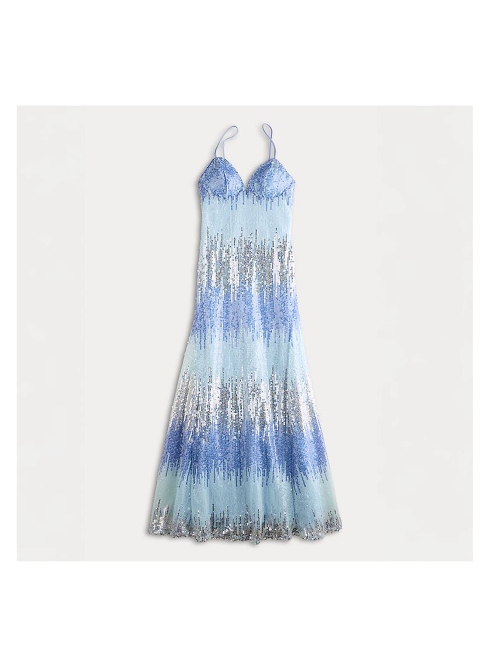Blue Ombre Sequin Spaghetti-Strap Prom Dress